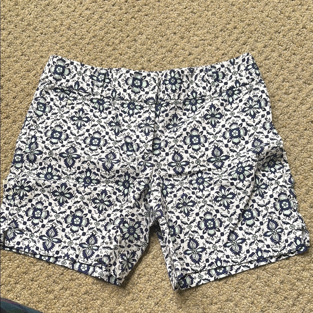 LOFT High Waist Blue and White Shorts